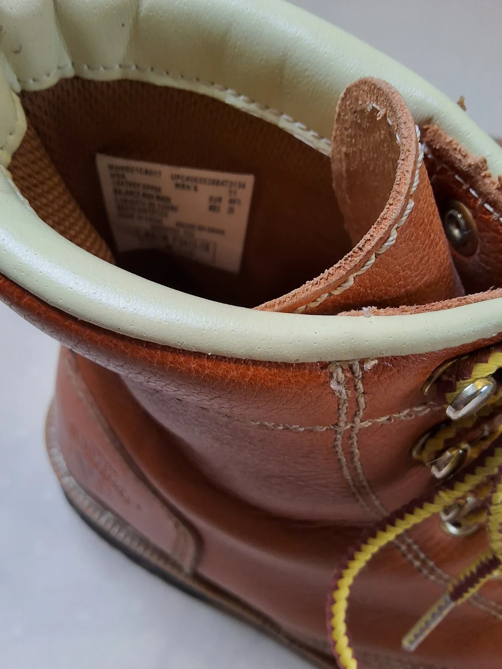 Men's Tan Leather Moc Toe Work Boots with Padded Collar